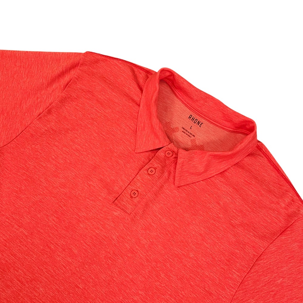 Rhone Delta Pique Polo Shirt Men Large Red Heather Short Sleeve Performance Golf